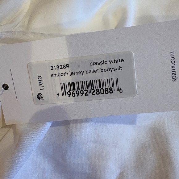 NWT Spanx Smooth Jersey Ballet Bodysuit, White , Size Large, Short Sleeve - Picture 4 of 11